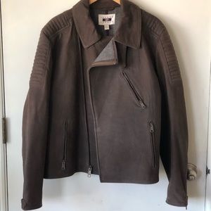 Joseph Abboud Brown Leather Moto Jacket Large